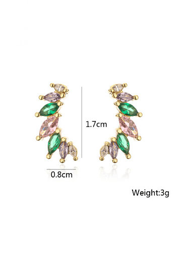 Brass Cubic Zirconia Geometric Dainty Stud Earring