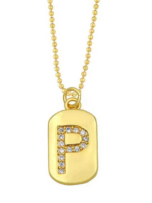 Brass Cubic Zirconia Message Vintage Geometry Pendnat Necklace