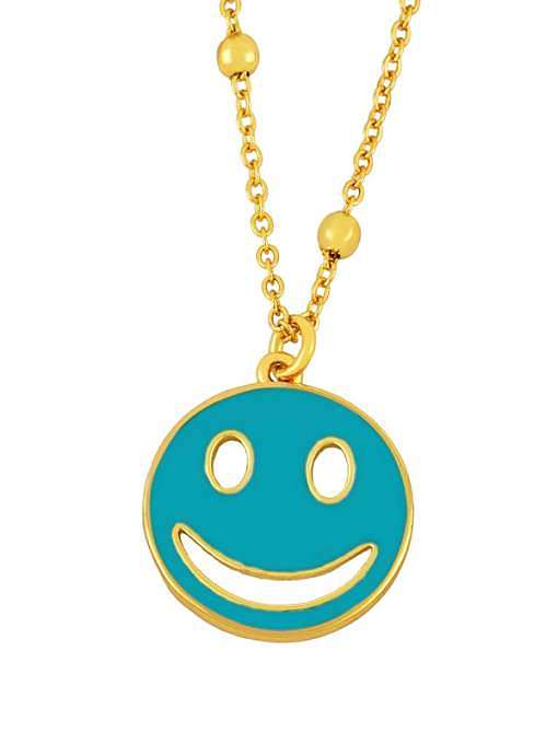 Collier Hip Hop Smiley Émail Laiton