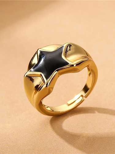 Brass Enamel Five-Pointed Star Minimalist Band Ring