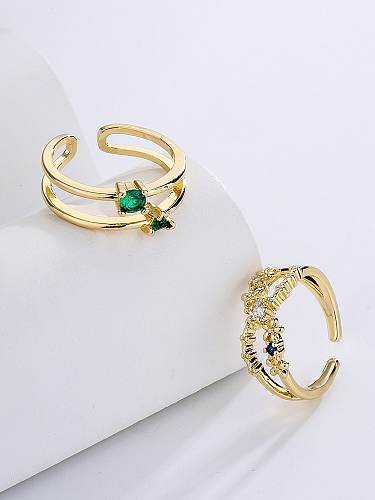 Brass Cubic Zirconia Geometric Hip Hop Stackable Ring