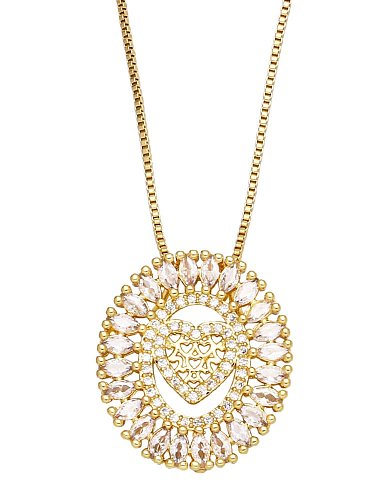 Brass Cubic Zirconia Heart Vintage Necklace