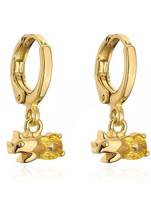 Brass Cubic Zirconia Animal Cute Huggie Earring