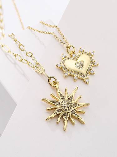 Brass Cubic Zirconia Heart Vintage Necklace