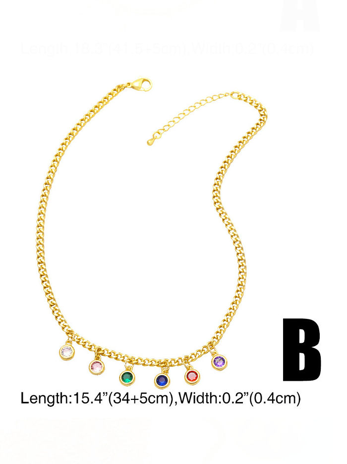 Brass Glass Stone Geometric Tassel Minimalist Necklace