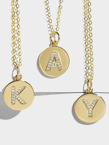 Messing Zirkonia Minimalistische ABC 26 Buchstaben Optionen Halskette