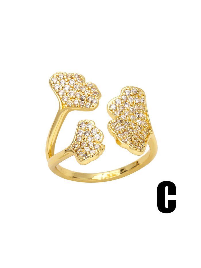 Brass Cubic Zirconia Butterfly Flower Vintage Band Ring