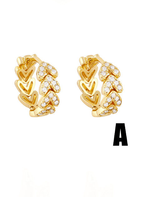 Brass Cubic Zirconia Geometric Vintage Huggie Earring