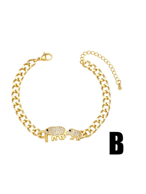 Brass Cubic Zirconia Animal Vintage Link Bracelet