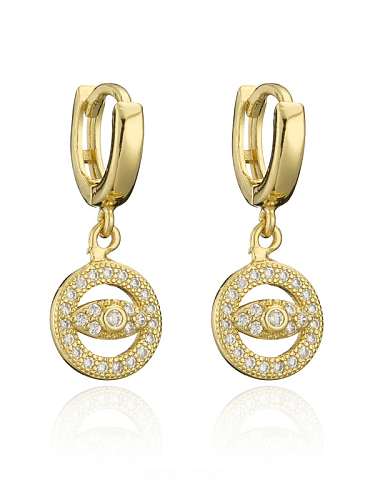 Boucles d'oreilles pendantes vintage en laiton et zircon cubique Evil Eye