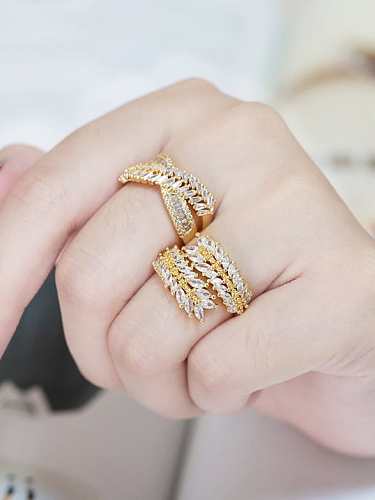 Brass Cubic Zirconia Irregular Vintage Stackable Ring