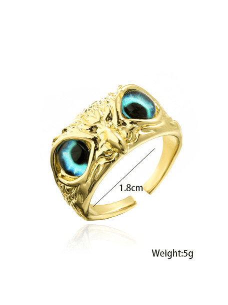 Brass Cubic Zirconia Cute Owl Band Ring