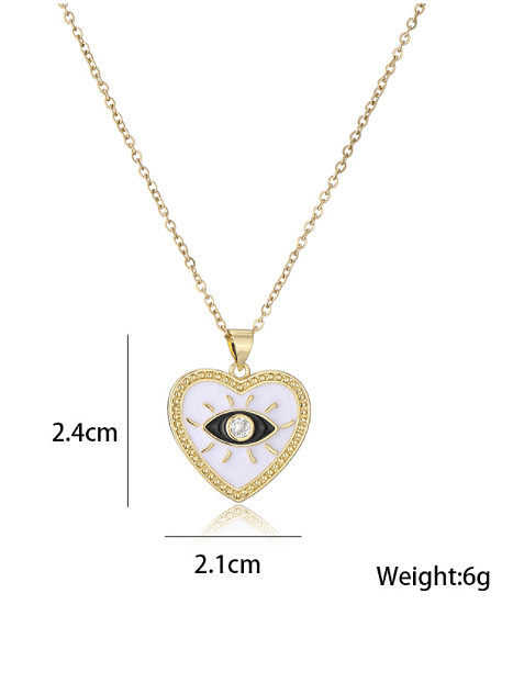Brass Cubic Zirconia Enamel Minimalist Heart Pendant Necklace