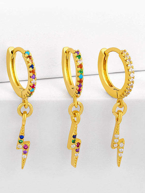 Brass Cubic Zirconia Irregular Vintage Huggie Earring