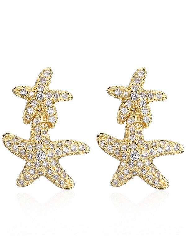Brass Cubic Zirconia Sea Star Vintage Cluster Earring