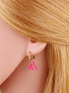 Brass Enamel Geometric Trend Huggie Earring