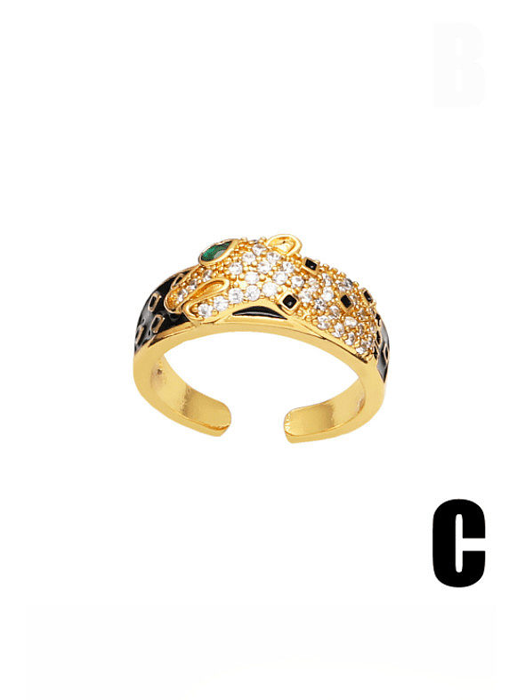 Brass Cubic Zirconia Moon Star Vintage Band Ring