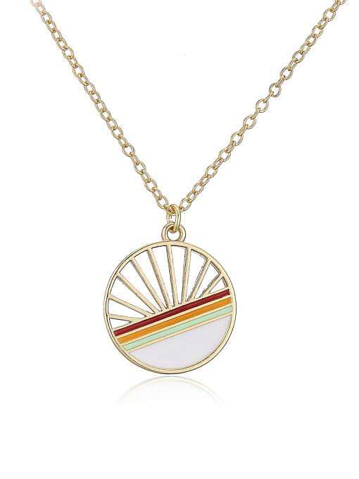 Brass Enamel Geometric Vintage Necklace