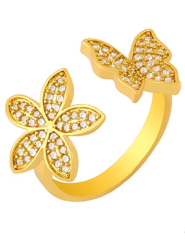 Brass Cubic Zirconia Butterfly Ethnic Band Ring