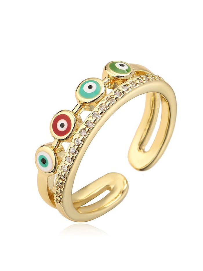 Brass Enamel Evil Eye Vintage Stackable Ring