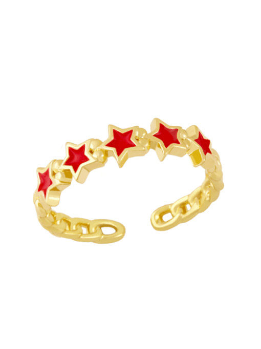 Brass Enamel Star Minimalist Band Ring
