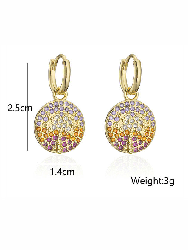 Brass Cubic Zirconia Geometric Trend Huggie Earring