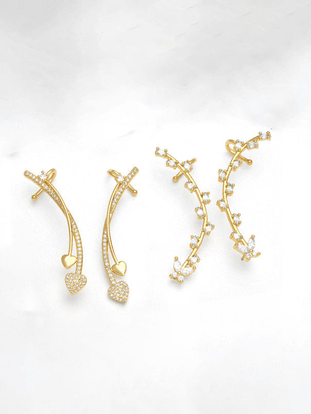 Brass Cubic Zirconia Butterfly Vintage Stud Earring