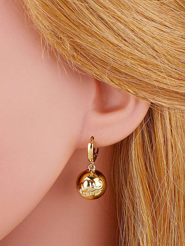 Brass Cubic Zirconia Ball Vintage Huggie Earring