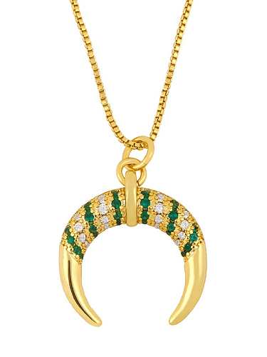 Brass Cubic Zirconia Moon Minimalist Necklace