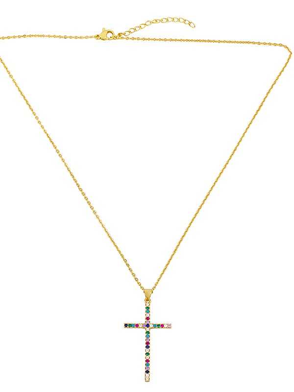 Minimalistische Halskette mit Zirkonia-Kreuz aus Messing