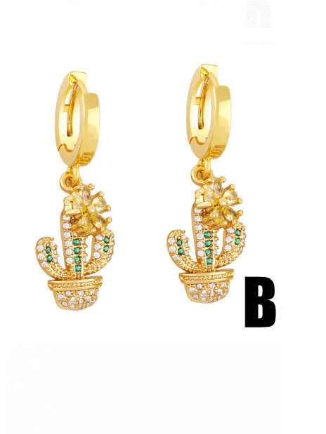 Brass Cubic Zirconia Geometric Vintage Huggie Earring