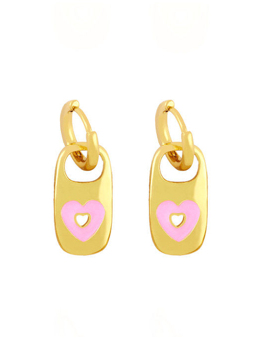 Brass Enamel Heart Hip Hop Huggie Earring