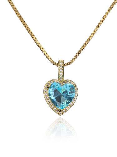 Brass Cubic Zirconia Trend Heart Pendant Necklace