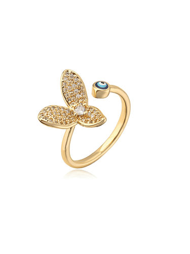 Brass Cubic Zirconia Butterfly Vintage Band Ring