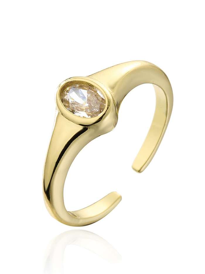 Brass Cubic Zirconia Geometric Vintage Band Ring