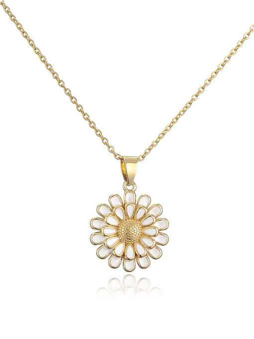 Brass Rhinestone Enamel Flower Minimalist Necklace