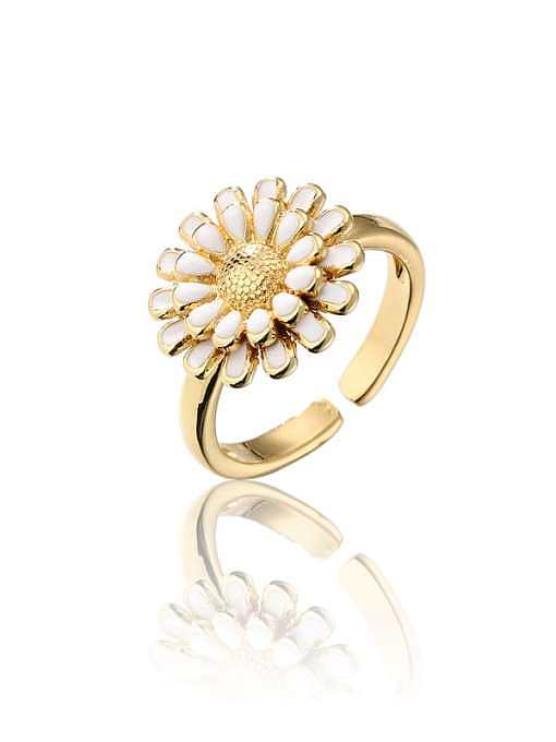 Brass Enamel Flower Vintage Band Ring