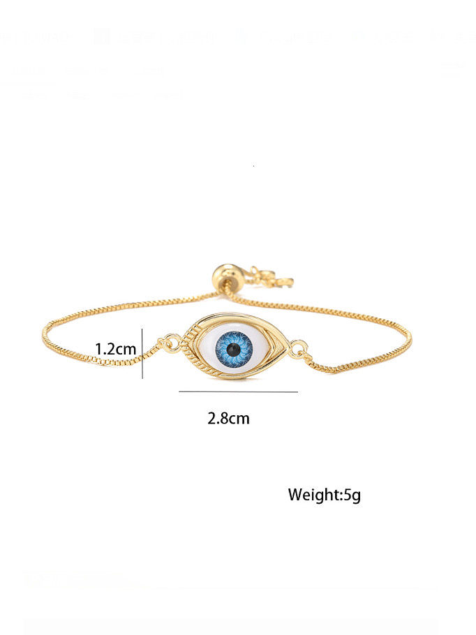 Brass Enamel Evil Eye Vintage Adjustable Bracelet