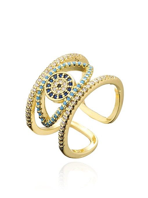 Brass Cubic Zirconia Evil Eye Hip Hop Stackable Ring