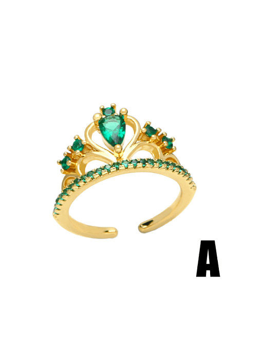 Brass Cubic Zirconia Crown Minimalist Band Ring