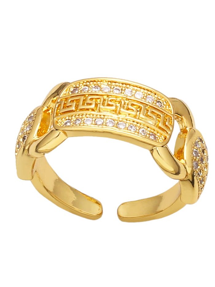 Brass Cubic Zirconia Leopard Vintage Band Ring
