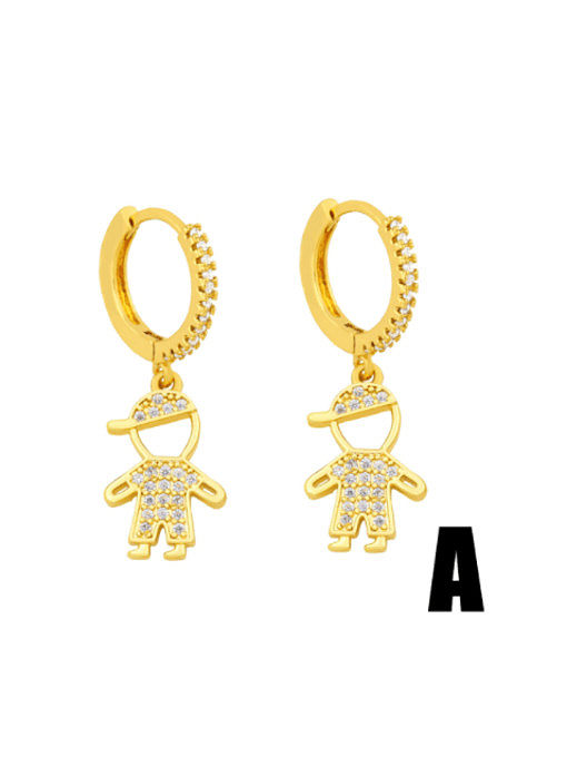 Pendiente Huggie de latón con icono de circonita cúbica para niño y niña
