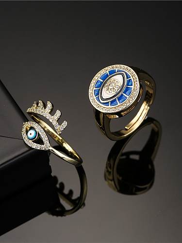 Messing Emaille Zirkonia Evil Eye Vintage Band Ring