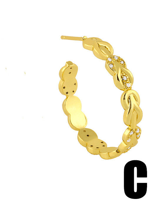 Brass Rhinestone Geometric Vintage Hoop Earring