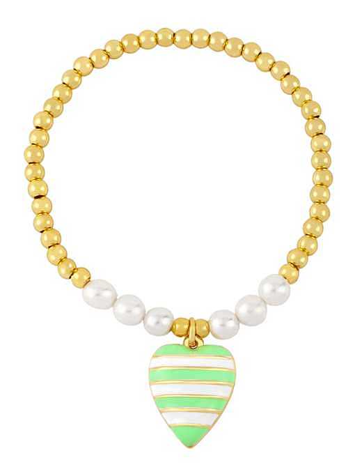 Bracelet de perles vintage triangle en laiton émaillé