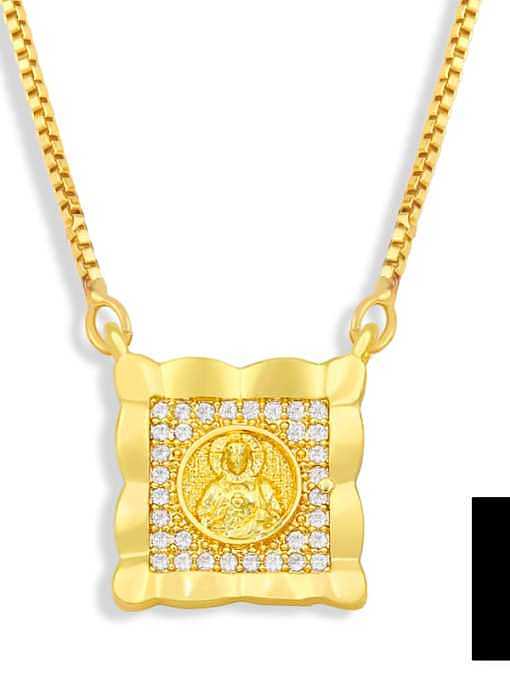 Brass Cubic Zirconia Religious Vintage Necklace