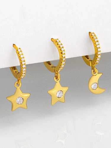 Brass Cubic Zirconia Star Minimalist Huggie Earring
