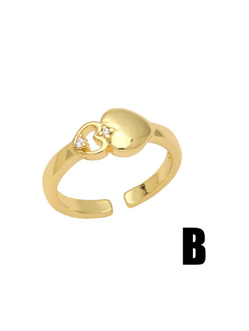 Brass Cubic Zirconia Heart Vintage Band Ring