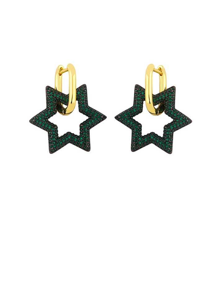 Brass Cubic Zirconia Star Vintage Drop Earring