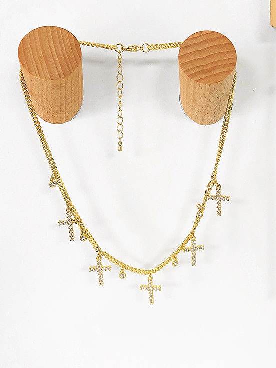 Brass Cubic Zirconia Tassel Vintage Necklace